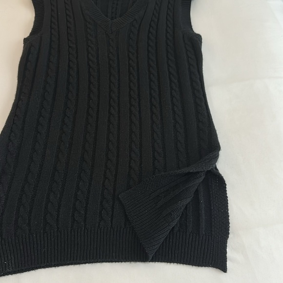NWOT COAECJ Women's Black Cable Knit Sweater Vest Top/Dress w/ Split Hem Size S - Picture 9 of 10
